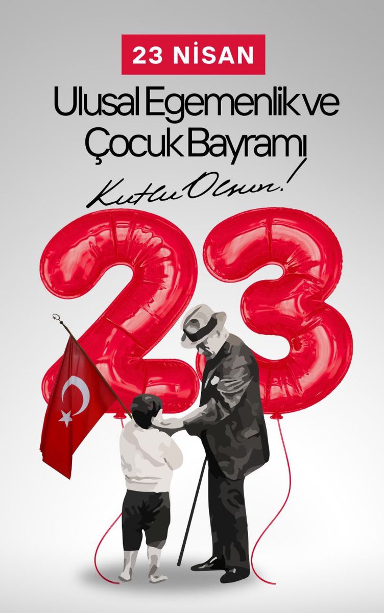 23 Nisan Türk'ün ulusal egemenlik, dünya çocuklarının tek bayramıdır.
Bayramın kutlu olsun Türk milleti. 🇹🇷🎈#türkiye #23Nisan #23NisanÇocukBayramı #türkmilleti #CocukBayramı