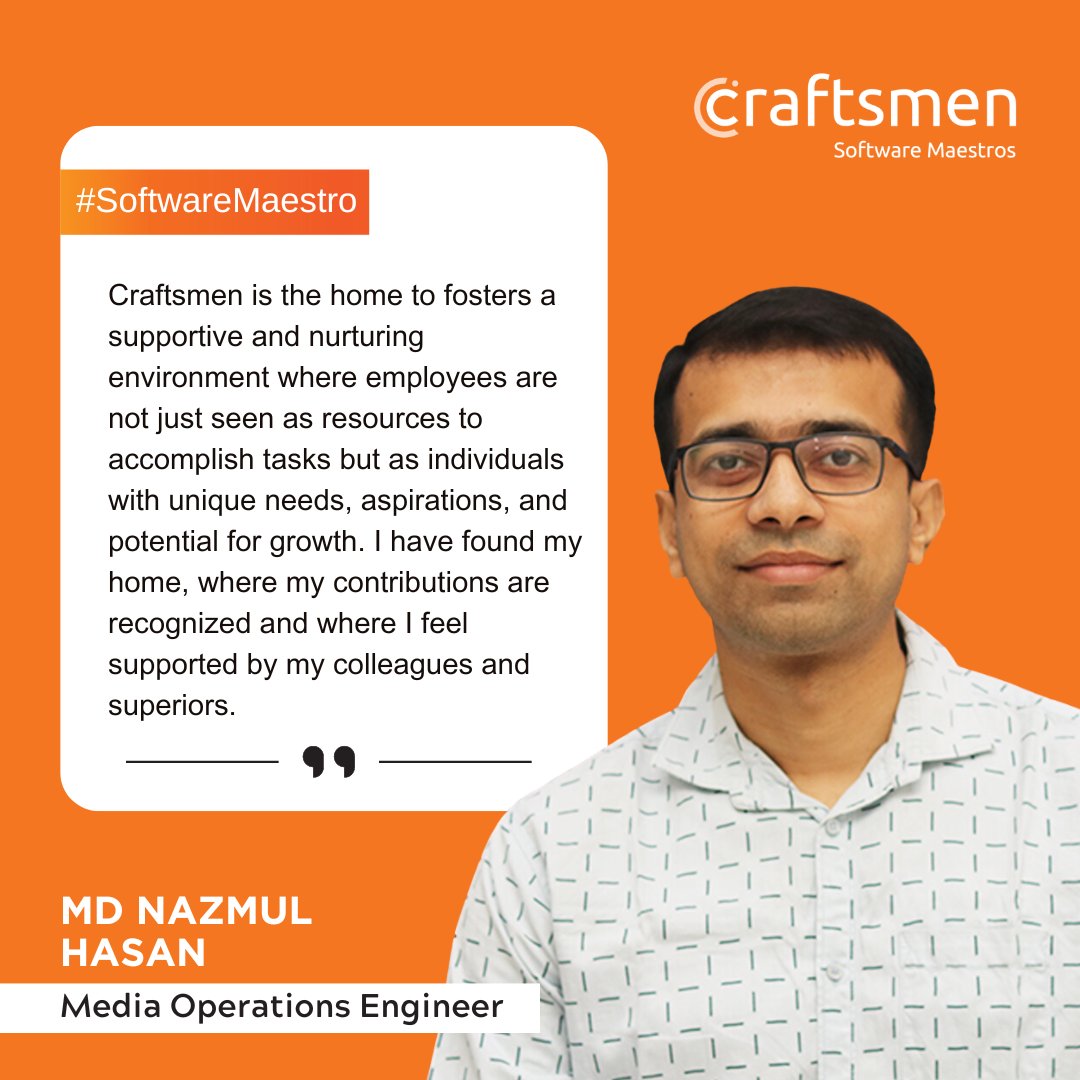 Thank you for recognizing Craftsmen as a place where individuals matter, and their growth is nurtured. 

Let's keep pushing boundaries and achieving greatness together for years to come!

#Craftsmen #LifeAtCraftsmen #OurPeopleOurStrength #HomeOfSoftwareMaestro