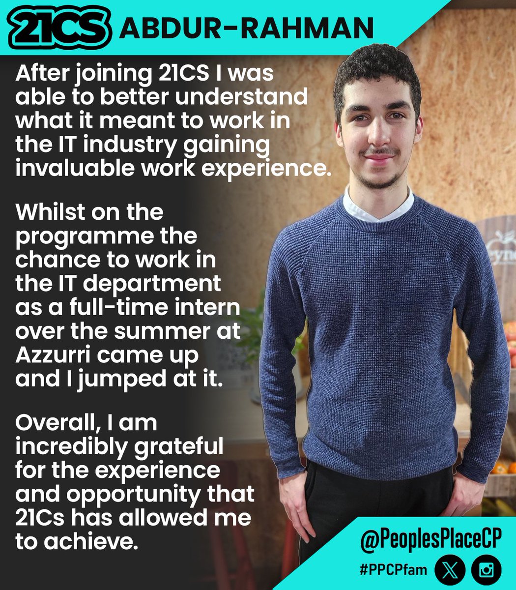 Peoples Place Community Partnerships (@peoplesplacecp) on Twitter photo 🎓Every expert was once a beginner…👏
Abdur embarked on his 21CS journey while studying for his BTEC HND in the first year <a href="/CitynIslington/">City and Islington College</a> college. In November 2022, at just 16 years old, a friend introduced him to the 21CS employability programme, and he was warmly received 🎓Every expert was once a beginner…👏
Abdur embarked on his 21CS journey while studying for his BTEC HND in the first year <a href="/CitynIslington/">City and Islington College</a> college. In November 2022, at just 16 years old, a friend introduced him to the 21CS employability programme, and he was warmly received