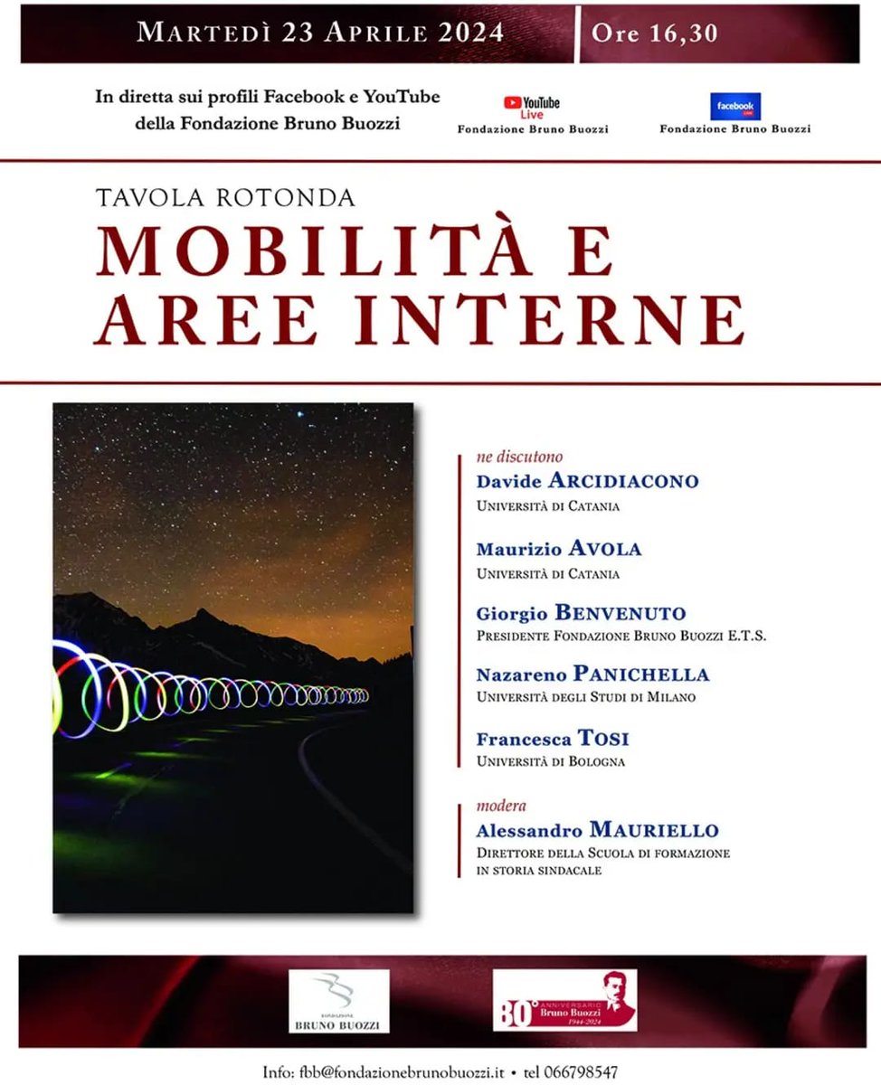 Don't miss the round table on #mobility  and internal areas at the @fondazionebrunobuonzzi