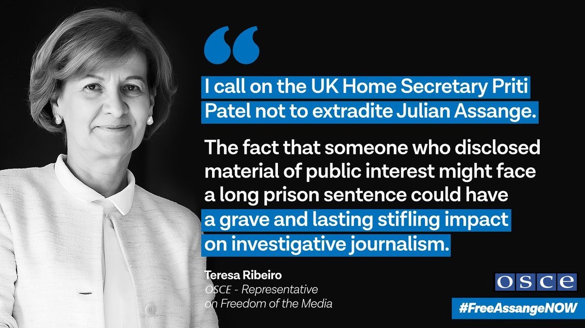 Die OSZE-Beauftragte für Medienfreiheit @OSCE_RFoM macht sich stark für Pressefreiheit & Julian Assange Als 'demokratischer Staat' muss Deutschland die #Pressefreiheit achten und Julian Assange Asyl in Deutschland anbieten! @Bundeskanzler @AuswaertigesAmt @ABaerbock #FreeAssange