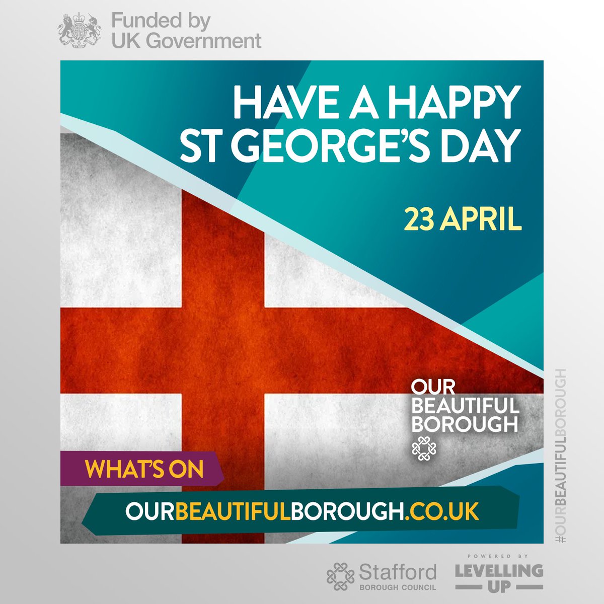 From the heart of #StaffordBorough, through the creative county of #Staffordshire, across every region of #England, we wish you all a very Happy #StGeorgesDay 🏴󠁧󠁢󠁥󠁮󠁧󠁿 🏴󠁧󠁢󠁥󠁮󠁧󠁿 🏴󠁧󠁢󠁥󠁮󠁧󠁿 #SpecialOccasions #OurBeautifulBorough