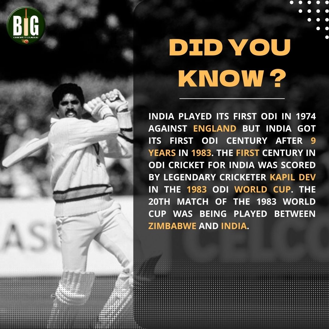 🥇Did you Know Legendary 🏏Kapil Dev scored first ODI century🏁 for India?💫 @therealkapildev #cricket #chennai #lucknow #chennaivslucknow #viral #kapildev #bcl #dhoni #klrahul #viratkohli #trendingreels #likesforlike
