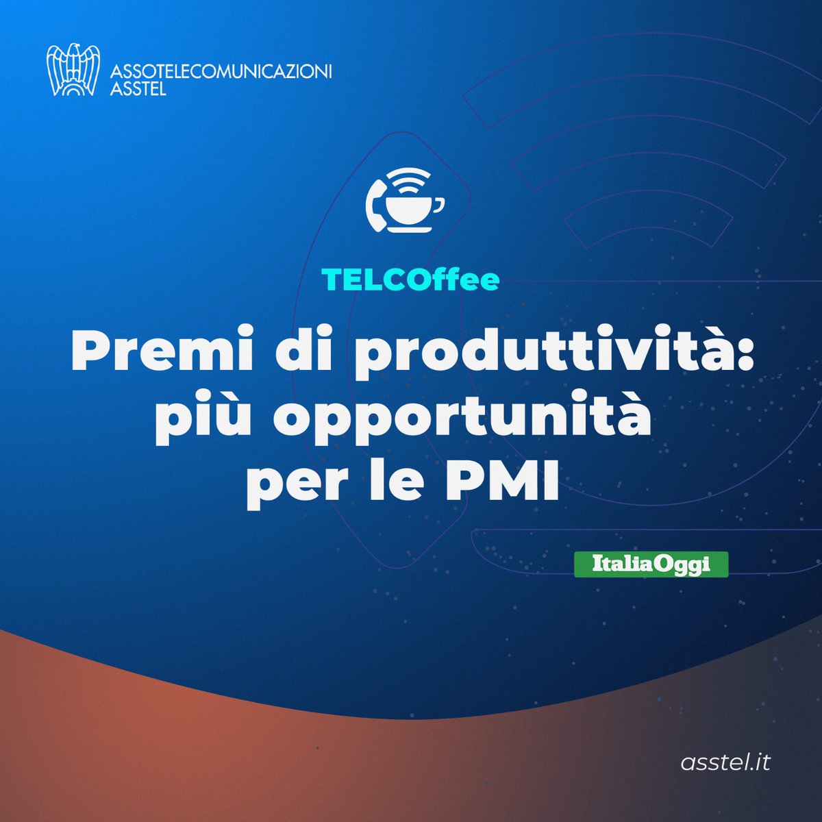 Tra le notizie #TelCoffee segnaliamo @ItaliaOggi 👇🏻 Premi di produttività: le PMI in mancanza del contratto aziendale potranno fare riferimento a qualunque accordo territoriale. Tra gli indicatori anche la sostenibilità ambientale. È quanto previsto dalla riforma dei redditi.