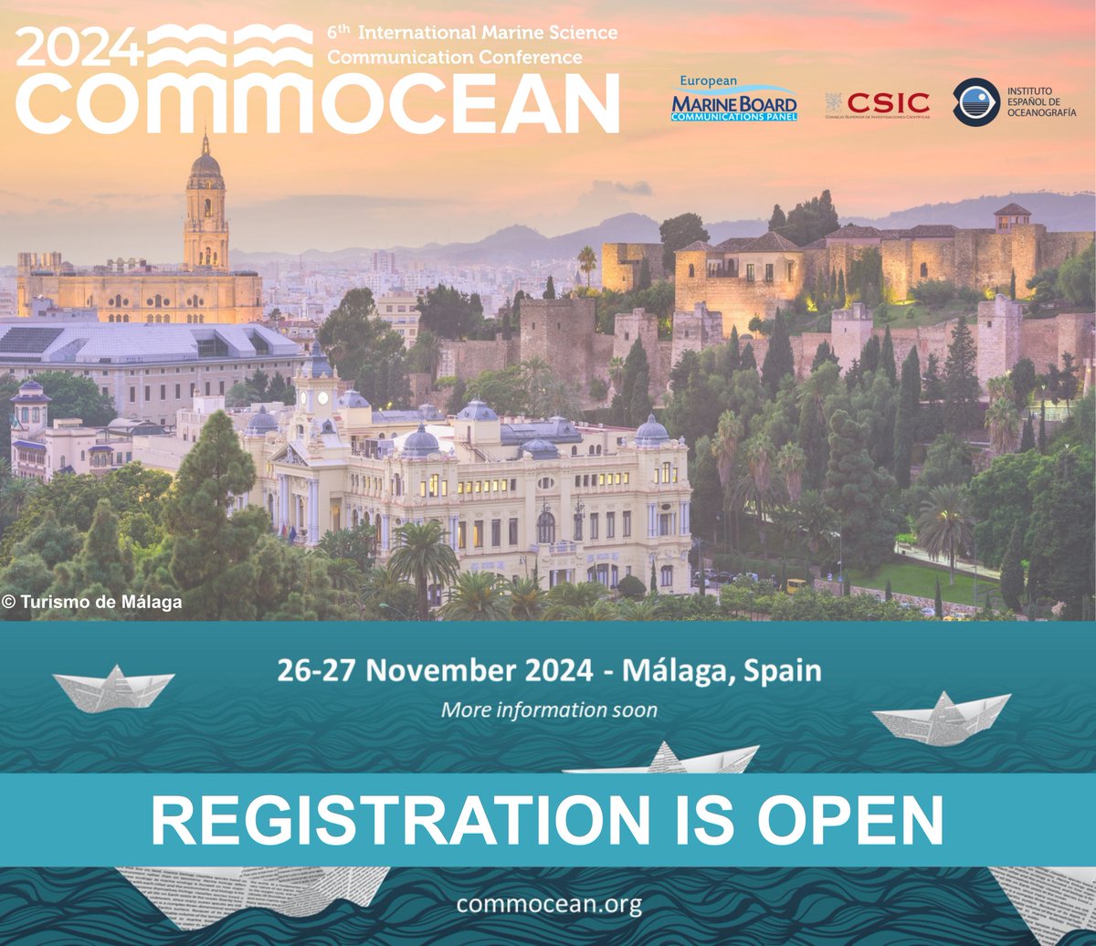 Registration and abstract submission for the #marine science communication conference @CommOceanConf taking place in Malaga (Spain) hosted by @IEOoceanografia on 26-27 November 2024 is now open! More info here: commocean.org abstract deadline 15 June 2024 #scicomm