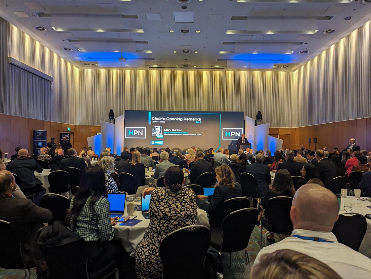 EVENT: Day 1 of HPN North at Hilton Deansgate in Manchester

@MCubbonNHS (CEO @MFTnhs) opens the conference 🗣️

Our team will be speaking over the next couple of days. Stay tuned for updates! #weareHInM