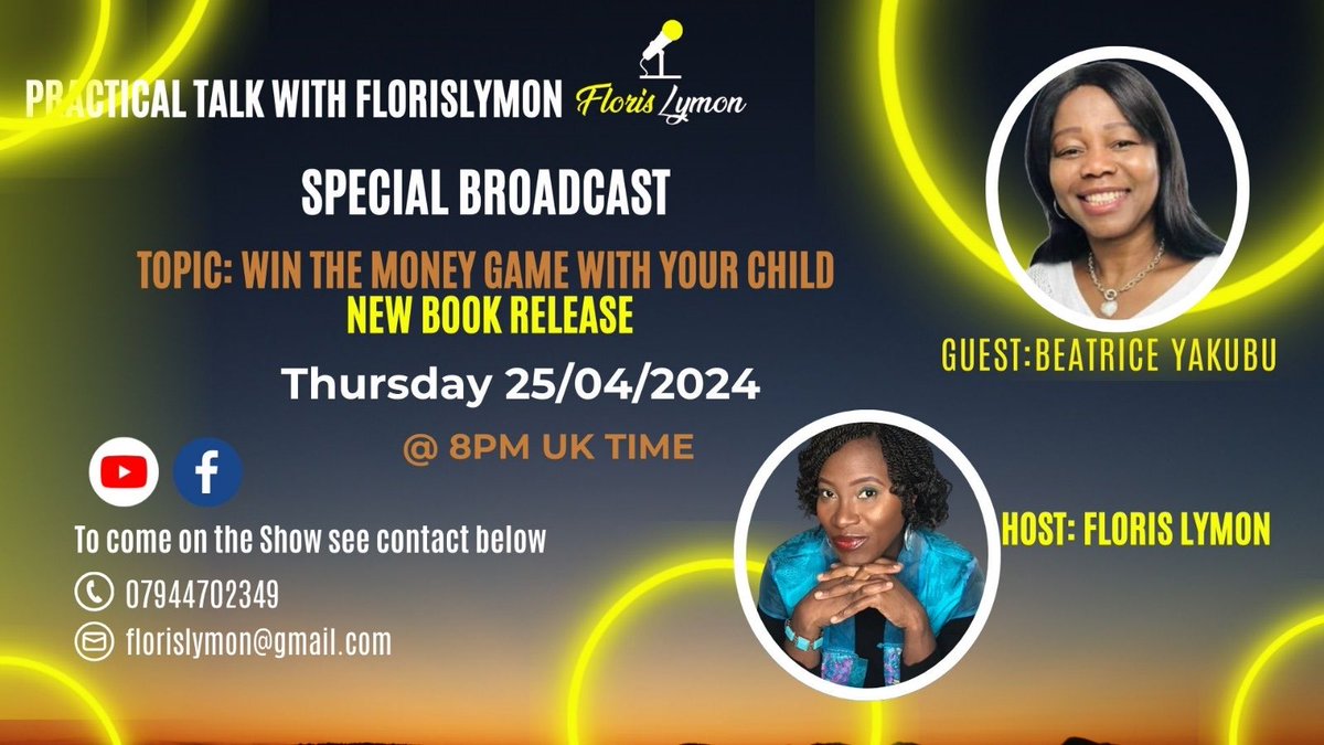 iambeatricey's tweet photo. Join me and pastor Floris Lymon, a minister of the Gospel and a Talk Show Host, as we delve into the importance of ‘Winning The Money Game With Your Child’. 

25th April at 8pm UK time. 
👉🏽 https://t.co/Nlesk9T3no

#financialfreedom
#makingmoneyonline
#moneymanagement https://t.co/F9mvnvybkX