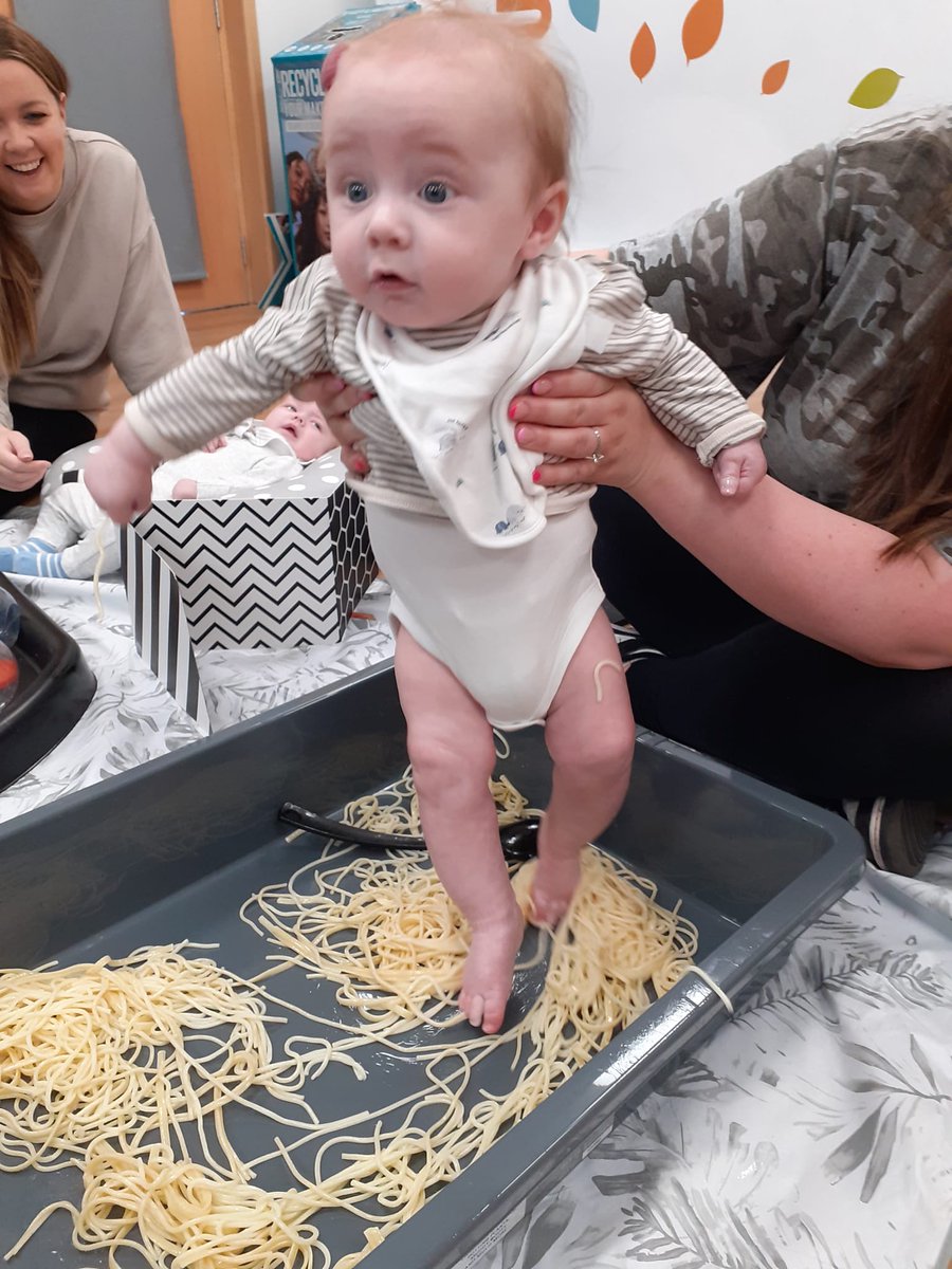 At our sensory play for babies in Springburn, Glasgow, we’ve been having some great fun exploring, squeezing, tasting and pulling spaghetti, and learning some new skills filling and emptying jars and potion bottles @cg_trust