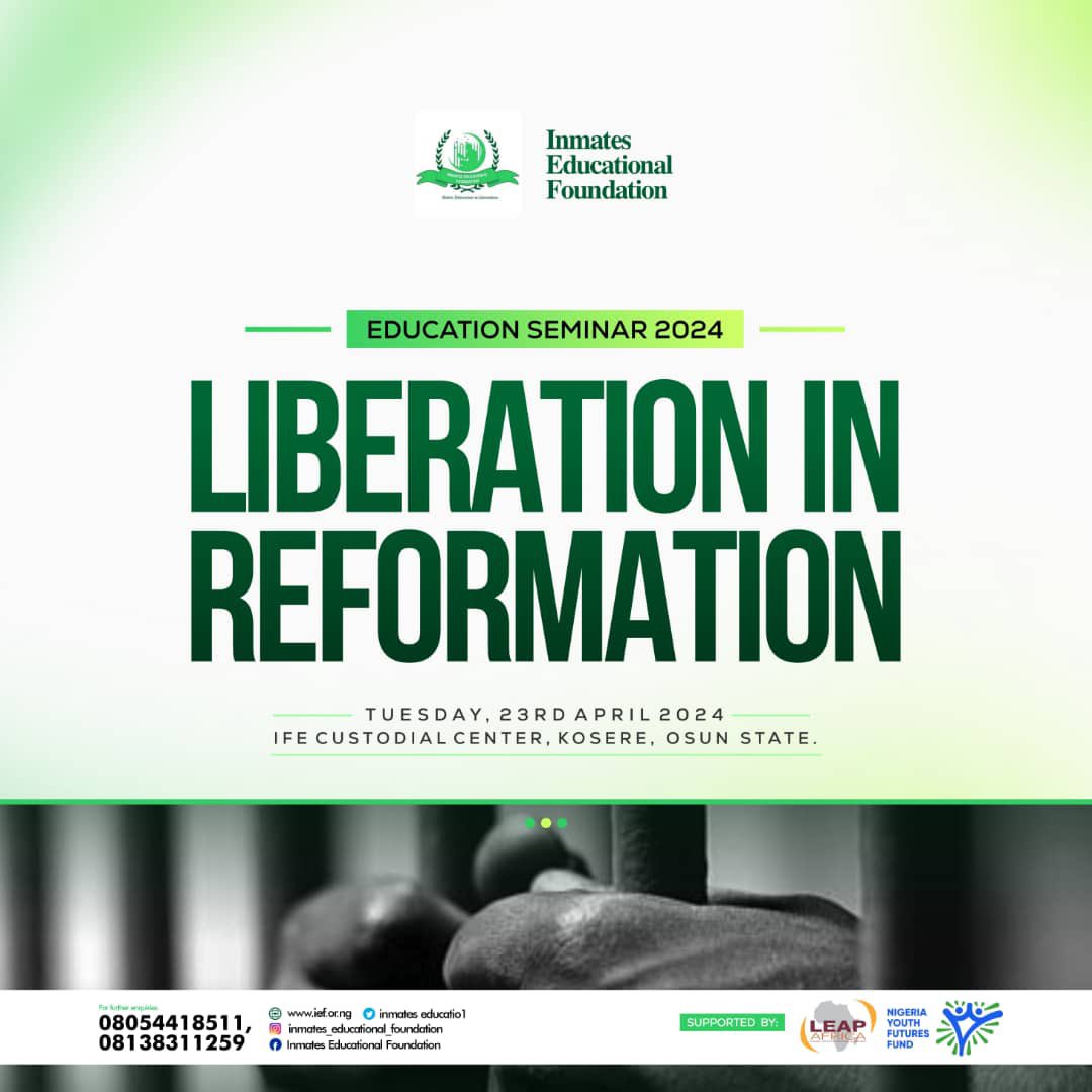 inmatesedu's tweet photo. Our 2nd annual education seminar themed: “Liberation in Reformation” is scheduled to take place today at the Ife Correctional Centre, Osun State. This is an annual event to emphasize the importance of education to inmates, and how it contributes to reformation in the facility and https://t.co/wub1R93vSq