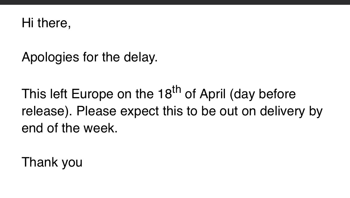 As I suspected, the African UMG store wasn’t given any CD/Vinyl stock ahead of time, probably because UMG didn’t trust them not to leak anything (I don’t blame them) so our pre orders are still on their way from Europe 😂