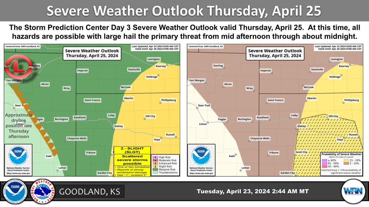 There is a Marginal 🙴 Slight Risk of severe thunderstorms across much of the Tri-State area Thursday. Timing for these threats is currently expected to be from mid afternoon-midnight. Although all modes of severe weather are possible, large hail appears to be the primary hazard.