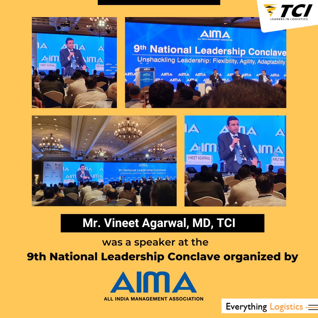 Pleased to share that Mr. Vineet Agarwal, MD of TCI, participated in a panel discussion titled 'Reinventing Legacy: Leading Change with Continuity' at the 9th National Leadership Conclave organized by @aimaindia (All India Management Association). #TCI #NLC2024 @agarwalvineet