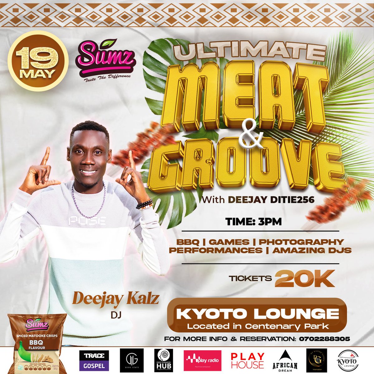 Ladies & Gentlemen we are Joined By @DeejayKalz straightoutta @nextradio_ug & @PurplePartyUG for this Tremendous Edition Of @MeatAndGroove 19th May at 3pm at Kyoto Centenary Park. Tickets 20K 🎫🤩🤗 via ticketyo.com/ultimate-meat-… Come & Enjoy Christ Jesus. . . #MeatAndGroove
