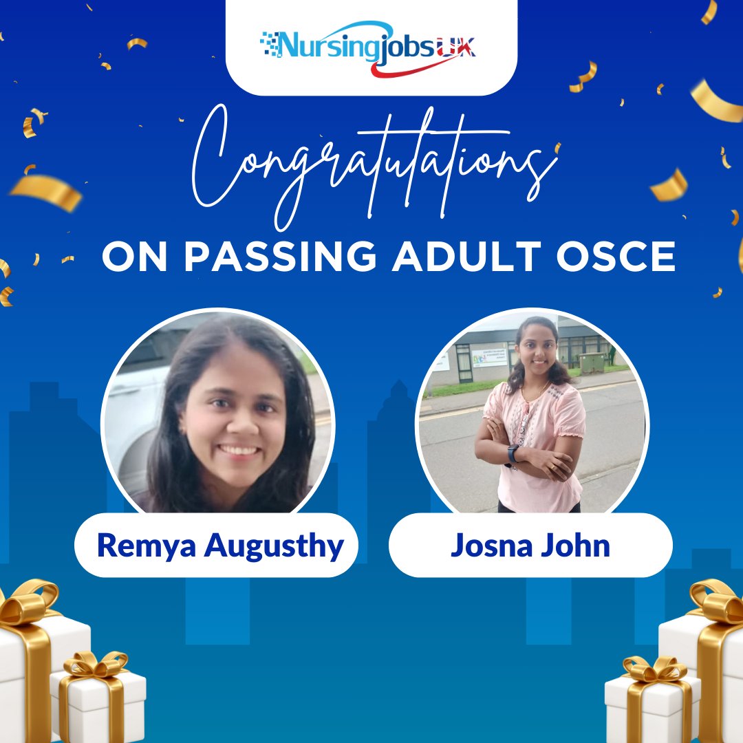 🎉 We're proud to congratulate Remya and Josna on your outstanding achievement in successfully passing the Adult OSCE exam!

#OSCESuccess #ProudMoment #Congratulations #OS