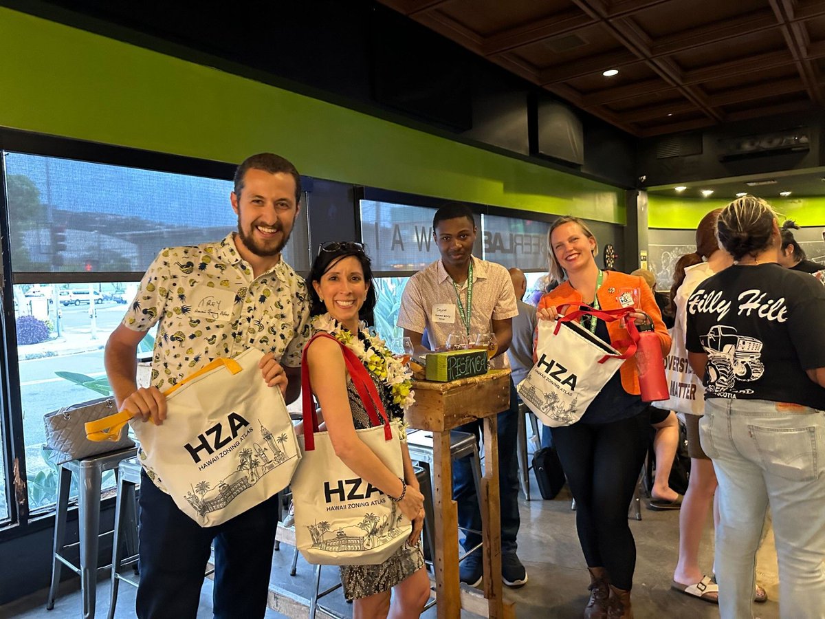 CodeWithAloha's tweet image. Our hero @sarabronin the @ZoningAtlas  Director recently visited Hawaii and joined us at a Pro Housing Pau Hana event. Hope you enjoy the HZA swag 😎 (yay for stickers and tote bags!)

Relevant Linkedin Post: linkedin.com/feed/update/ur…