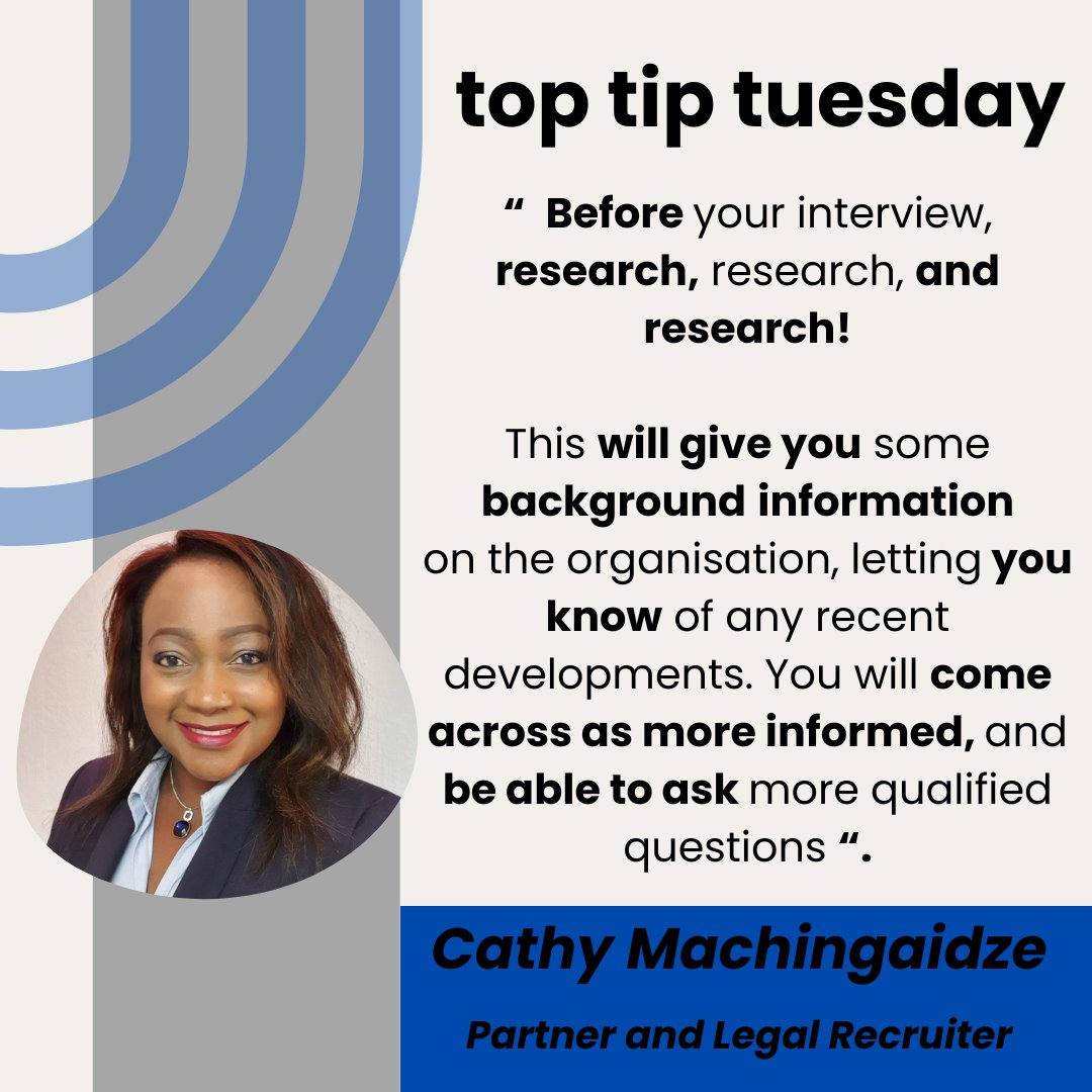 Prepping for an interview? Cathy Machingaidze, our Partner, and Legal Recruiter, stresses the power of preparation. Dive into company insights to ask relevant questions, showing genuine interest. 
Connect with her for expert hiring advice on rediholbourne.com #Legal #RHG