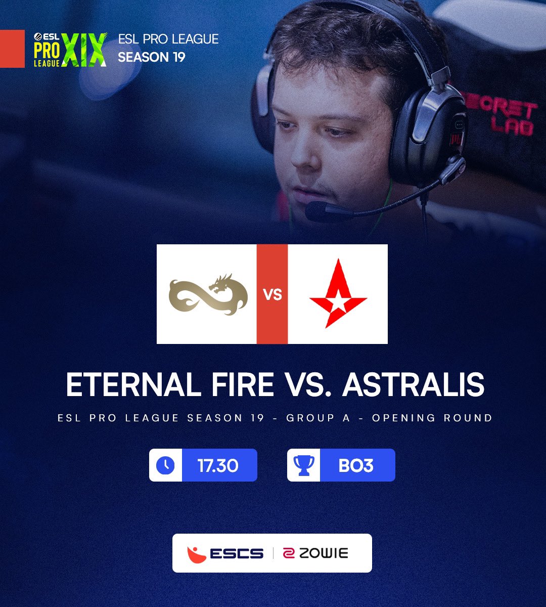 🇹🇷 Temsilcimiz Eternal Fire, ESL Pro League Season 19 macerasında ilk maçına Astralis karşısında çıkıyor!

🕓 17.30
🗺️ BO3