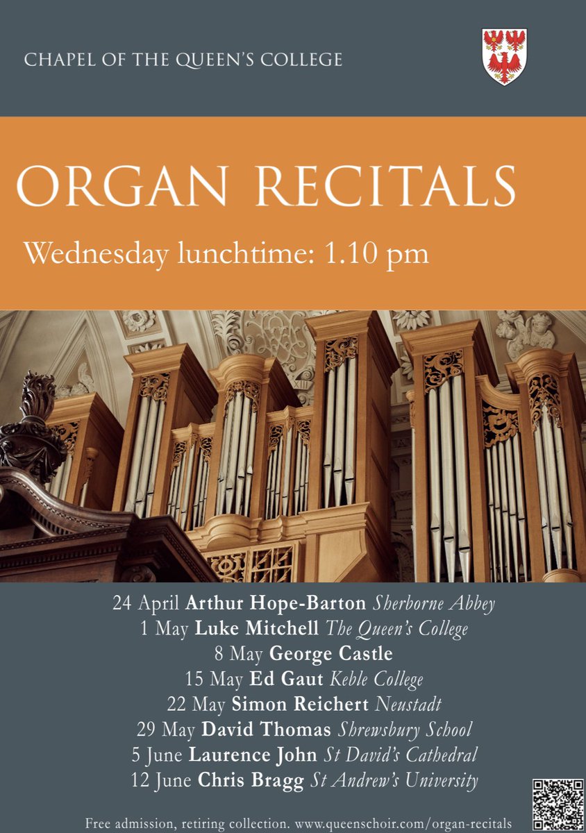 In preparation for the start of our Trinity organ recital series, here is the list of our wonderful recitalists, with programmes available on the choir website. All recitals take place in the Queen’s chapel at 1:10pm each Wednesday and will also be live-streamed.