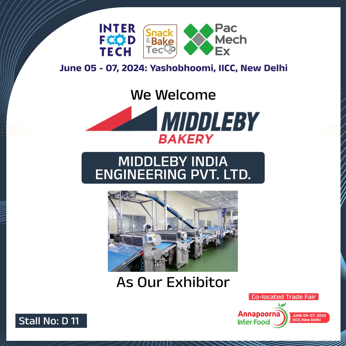 We welcome MIDDLEBY INDIA ENGINEERING PVT. LTD. as our esteemed Exhibitor.  An integral part of the global Middleby Corporation, Middleby India Engineering Pvt. Ltd. is a leader in providing innovative and reliable solutions for the baking industry.