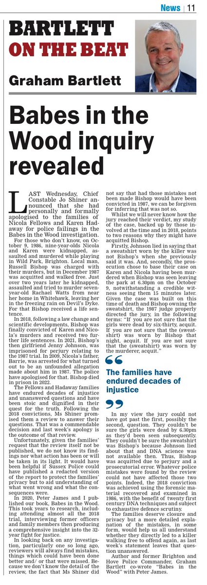 After decades of injustice, the families of Nicola Fellows and Karen Hadaway deserve answers about police failures in the investigation of their murders in 1986. In my latest for the @brightonargus, I explore the unanswered questions from Sussex Police's review👇