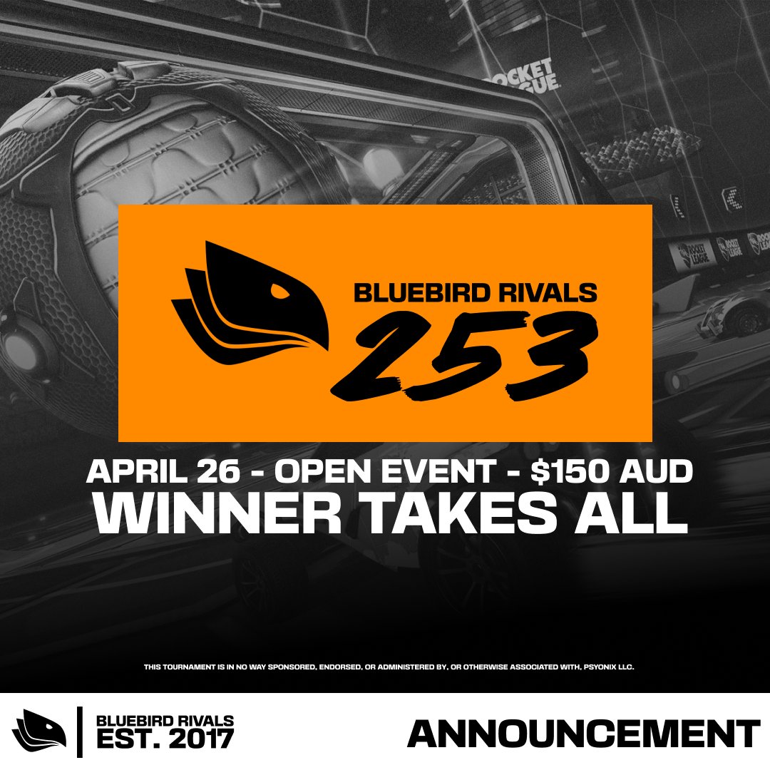 BlueBird Rivals IS BACK for #BBR253 🥳 

We've managed to fit the key details in this one post.
  
▶️ THIS FRIDAY April 26 @ 7pm AEST
▶️ Open to everyone
▶️ $150 AUD winner takes all prize pool

AND SIGN UPS ARE NOW OPEN
🗒️ start.gg/bbr253