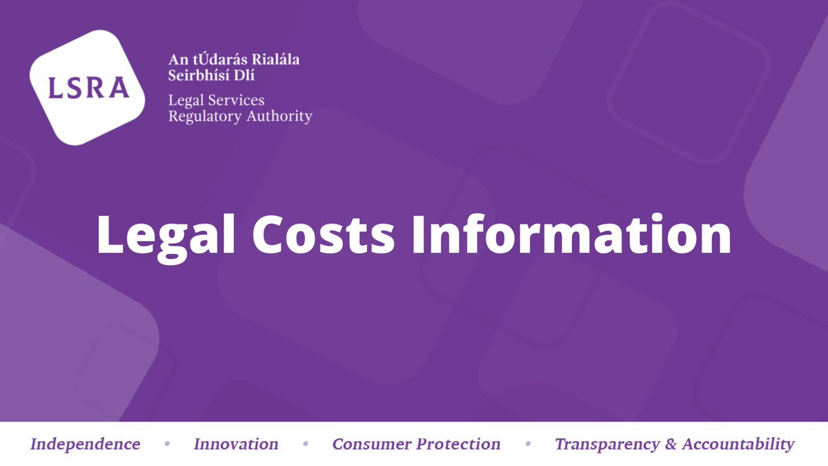As a client of a #barrister or #solicitor you are entitled to be kept informed and updated about the cost of legal services provided to you. 

An explanation of the costs must also be provided to you in language you can understand. 

Learn More: lsra.ie/for-consumers/…