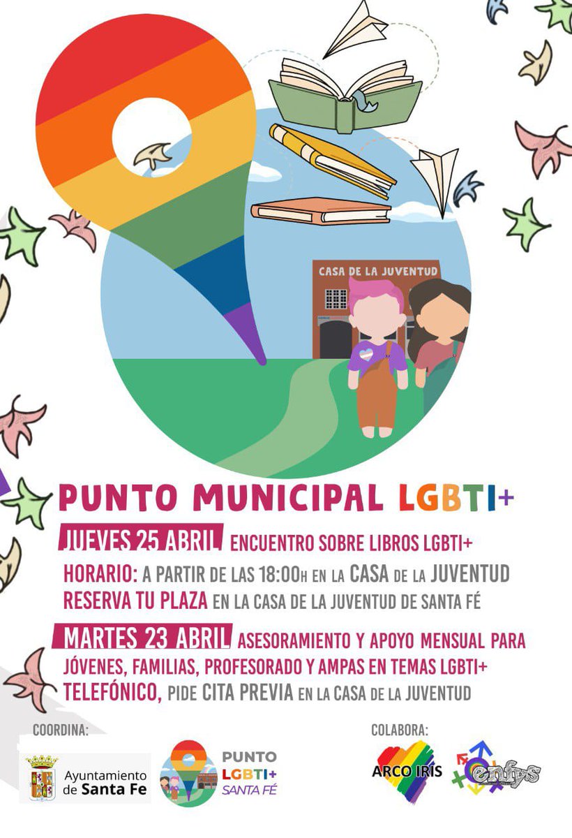 JuventudStaFe's tweet photo. 🌈 Jueves 25 a las 18’00 encuentro juvenil en el Punto LGBTI+ (Casa de la Juventud).
Aprovechando el día del libro 📖, queremos arrancar nuestro Club de lectura LGBTI+. Ven el jueves y llévate en préstamo uno de los libros de Bibliotecas Arco Iris. 
Y más asuntos.
Te esperamos 🤗 https://t.co/IAsClCXXuX