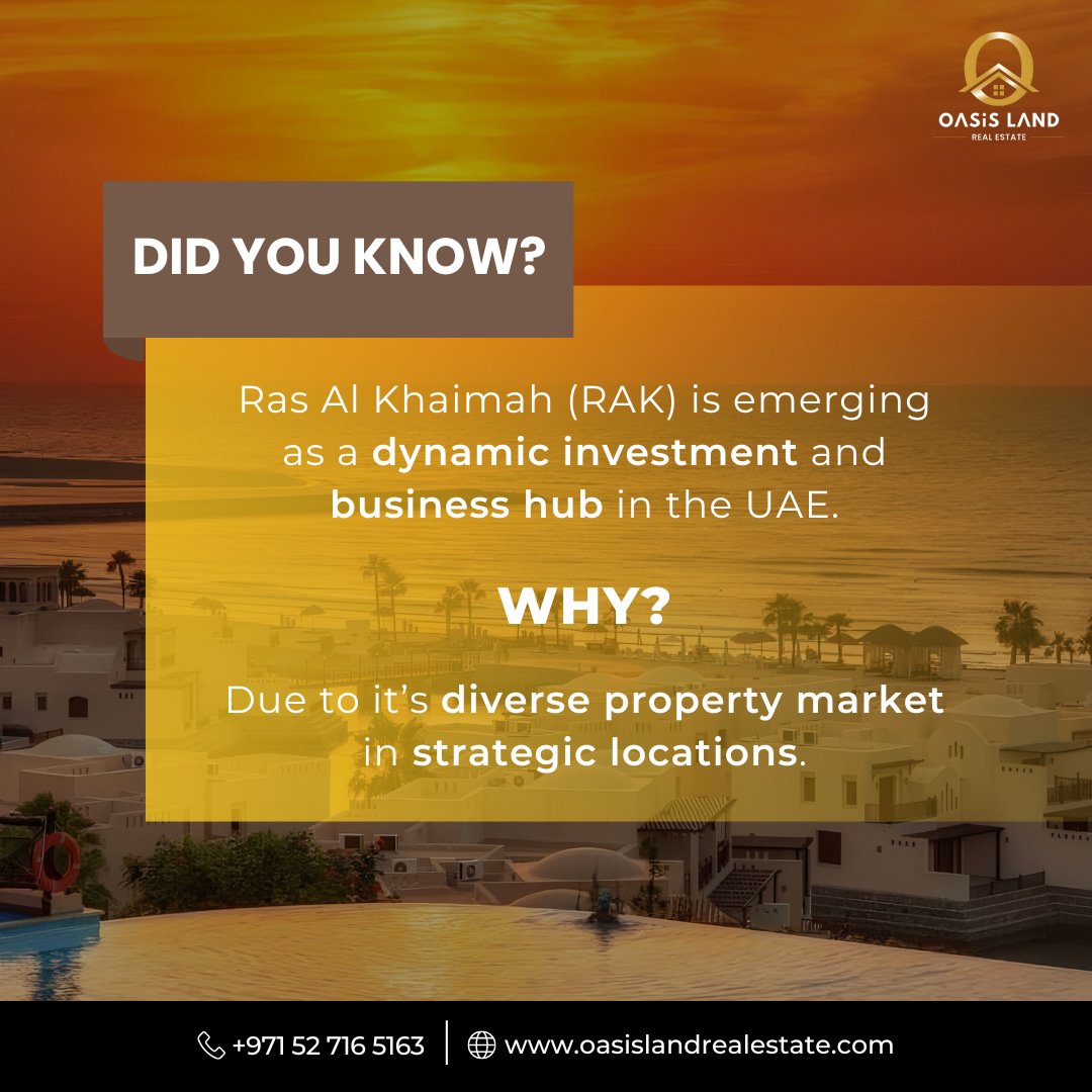 Ras Al Khaimah or Heaven for Investors? Same thing! 🤩

Ras Al Khaimah is now growing as a promising place for real estate investment. 💎 🌇

Looking for more investment opportunities? Connect with one of our experts today! 📲

#rasalkhaimah #dubairealestate #oasislandrealestate