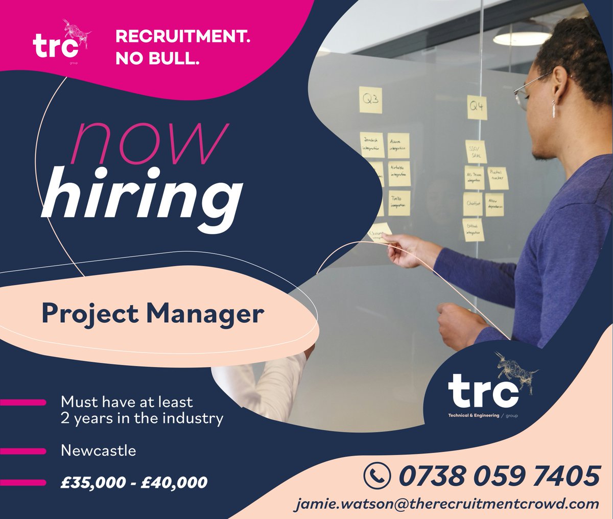 Our client is looking to recruit a Project Manager based in Newcastle. Interested? Get in touch with Jamie Watson or see our other vacancies via our website 👉 therecruitmentcrowd.com/job-search/ #ProjectManager #NewcastleJobs #therecruitmentcrowd #nobull