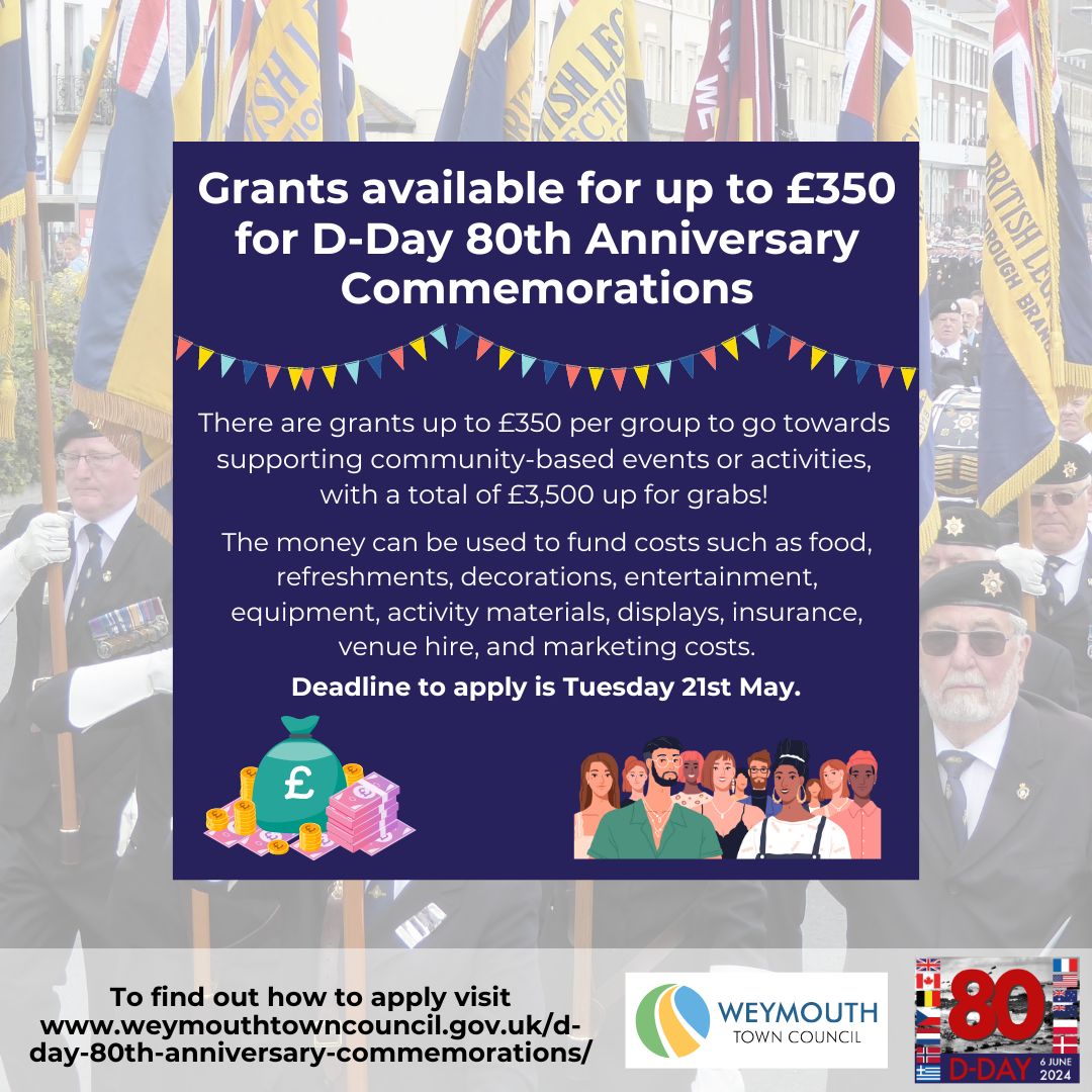 🤩 We have an exciting opportunity to commemorate the 80th Anniversary of D-Day. Grants of up to £350 are now available to support community-based events or activities with a total of £3,500 up for grabs 💰 🗣️ To read more visit orlo.uk/VKclX