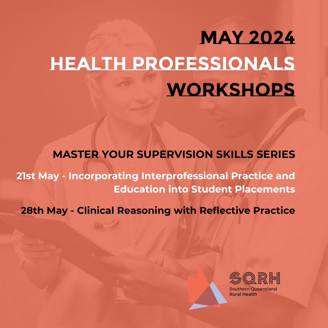 May Health Professional Workshops Alert In May, our Master your Supervision Skills workshop series commences.  These workshops are designed for clinicians who have previous experience in student supervision and want to extend their supervisory skills. sqrh.com.au/health-profess…