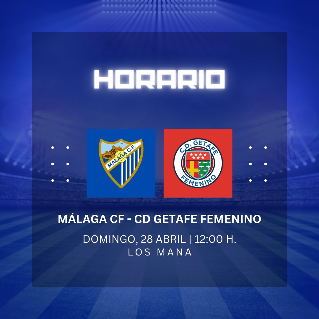 📅 𝐇𝐎𝐑𝐀𝐑𝐈𝐎 La penúltima jornada del campeonato regular nos depara un apasionante choque contra el @MalagaCFemenino el 𝐃𝐎𝐌𝐈𝐍𝐆𝐎 a las 𝟏𝟐:𝟎𝟎 𝐇𝐎𝐑𝐀𝐒 💙 👣 A dar un pasito más al objetivo #VamosGetafe | #FinalAFinal