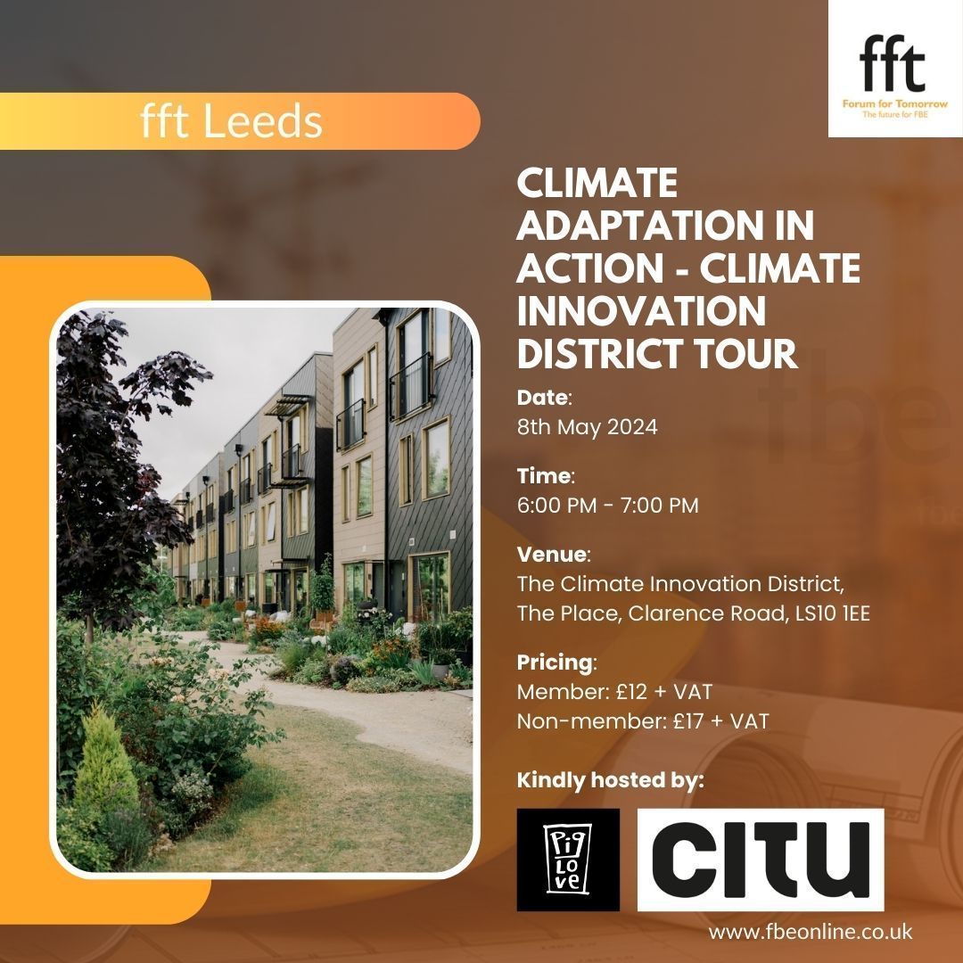Join @FFTleeds for 'Climate Adaptation in Action' - an insightful tour of the Climate Innovation District.

Kindly hosted by Piglove Brewing Co and  CITU

Book online: buff.ly/3UaYX2G 

#fft #urbanliving