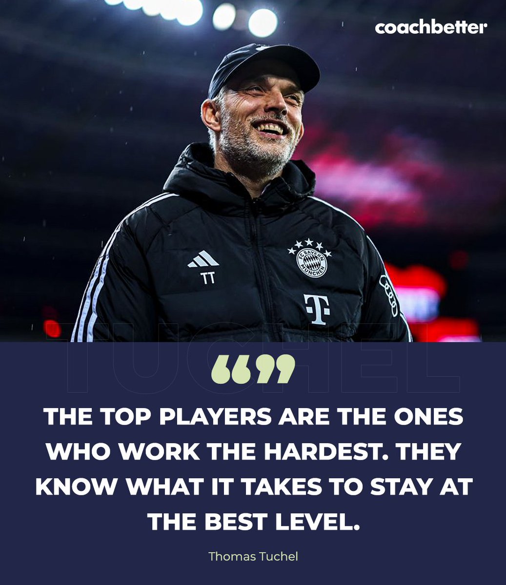 🗣️ “The top players are the ones who work the hardest. They know what it takes to stay at the best level.” - Thomas Tuchel 👏 #coachbetter #tuchel #bayern #ucl