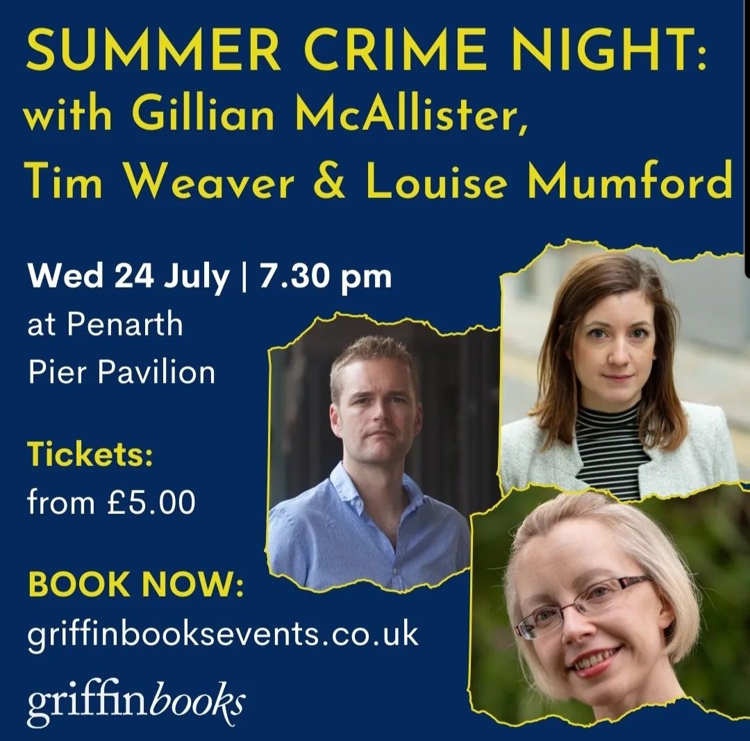 Early heads-up for anyone Cardiff way wanting to hear me talk about my new thriller #TheFestival (early paperbacks available too!) I'll be in Penarth 24th July with thriller powerhouses @GillianMAuthor & @TimWeaverBooks! Tickets below! @GriffinBooksUK ticketsource.co.uk/griffinbooks/t…