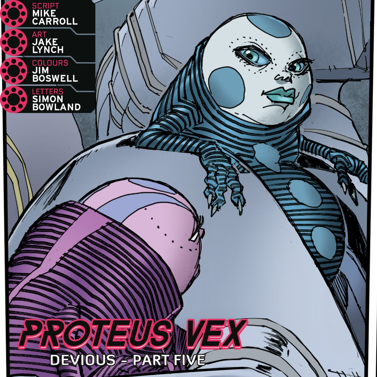 2000 AD Prog 2379 is out on 24th April - tomorrow! - featuring PROTEUS VEX: DEVIOUS, part five by: 📝 Script: @MikeOwenCarroll ✏️ Art: @artdroid_lynch 🎨 Colours: @jimboswellart 💬 Letters: @SimonBowland Subscribe now and get zarjaz free gifts ➡️ bit.ly/2Ws04uc