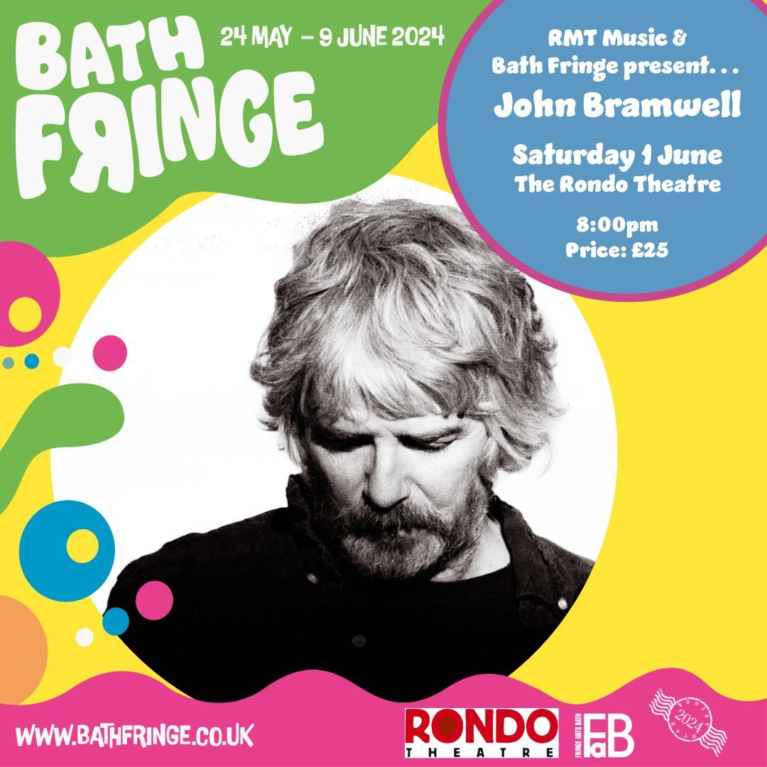 🎵 MUSIC 🎵 RMT Music @rmtmusiclive & Bath Fringe present... John Bramwell Saturday 1 June Rondo Theatre @rondotheatre 8pm £25 Advanced For full info please visit: buff.ly/4d1C8pz #BathFringe24
