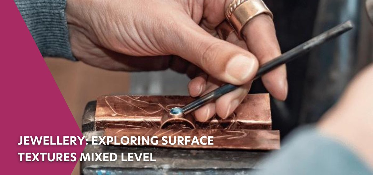 Create interesting textures & colours on metal surfaces before turning them into your very own original jewellery pieces on this exciting 5 week course💍

Starting 25/04/2024 | 10am - 1pm | Enrol now 👉 bit.ly/442CWWW  

#inspiringlearning #jewellery #surface #textures