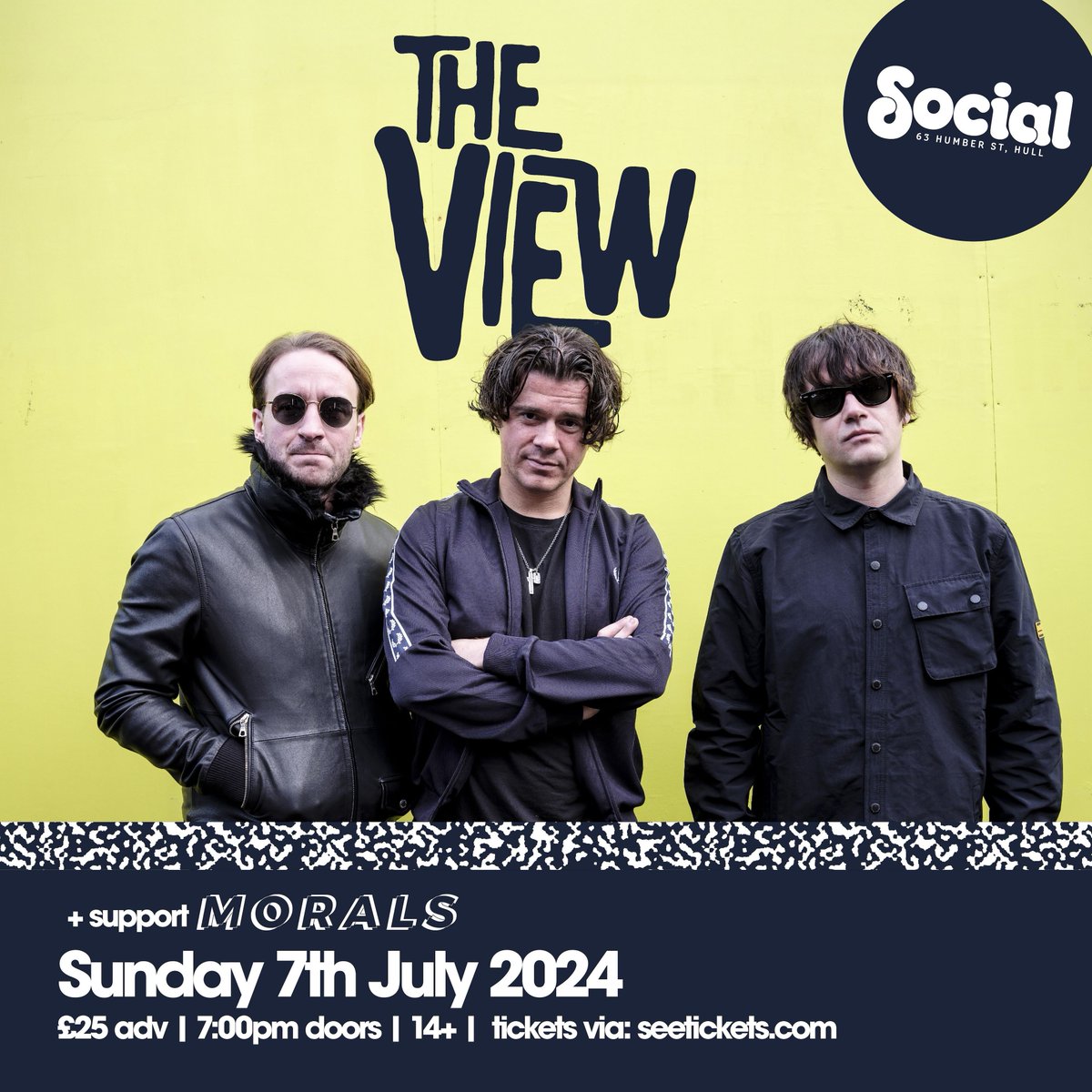 SUPPORT ANNOUNCEMENT Hull DIY 4-piece @Morals_theband joins @viewofficial on 7 July 🎟 bit.ly/TheViewHull Creating a dark, post-punk sound fuelled by the angst of the modern world, expect songs with the atmosphere of Joy Division and the intensity of early Arctic Monkeys