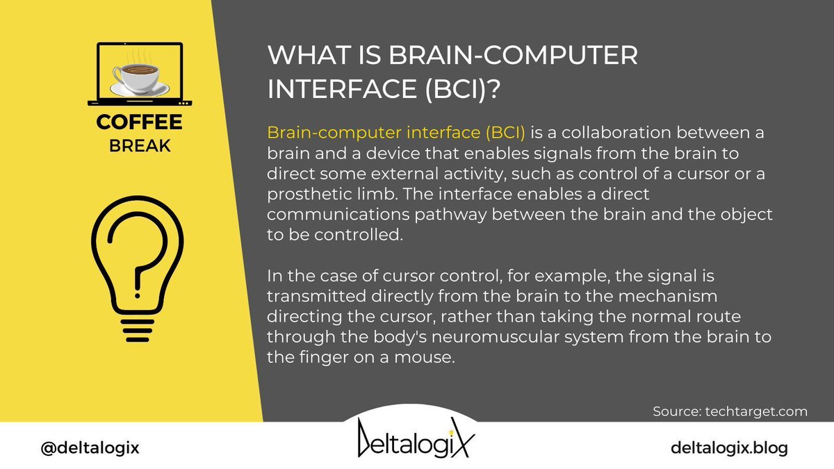 Brain-computer interfaces (#BCI) are improving people's lives with motor or communication disabilities, enabling them to control devices with their thoughts. Read on @DeltalogiX how #AI technologies are transforming healthcare▶️ buff.ly/3PvnsmJ #HealthTech