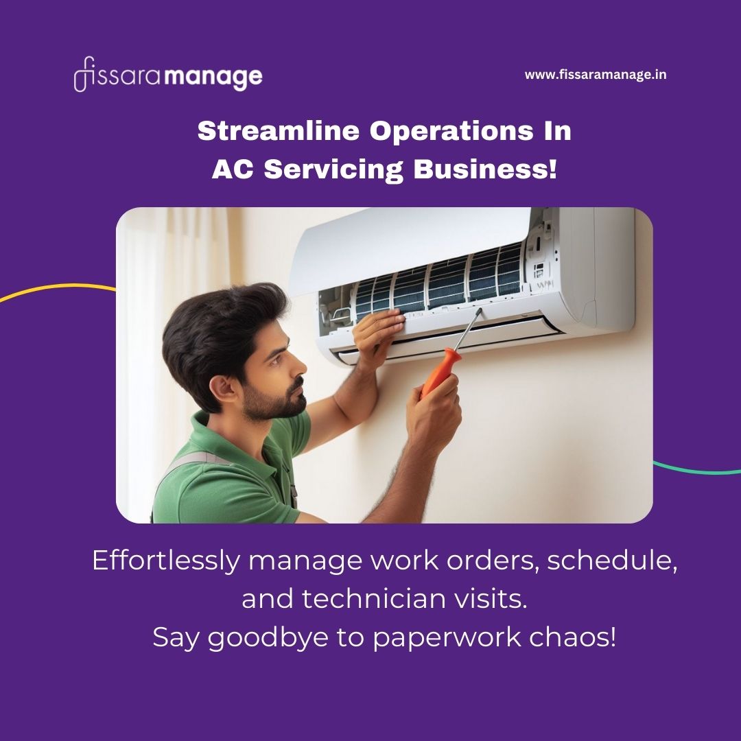 Streamline Operations in AC servicing business.
Effortlessly manage work orders, schedules & technician visits with #FissaraManage
Say goodbye to paperwork chaos!

#hvac #HVACRepair #ACtechnician #amcservice #ACMaintenance #HVACSolutions #CoolingSystem
#ACService #ACInstallation