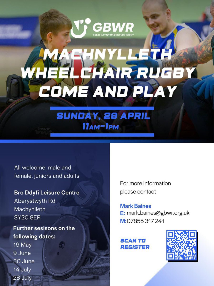 Sesiwn Rygbi Cadair Olwyn yn y Rhabarth Dydd Sul yma. Wheelchair Rugby Session in the Region this Sunday
