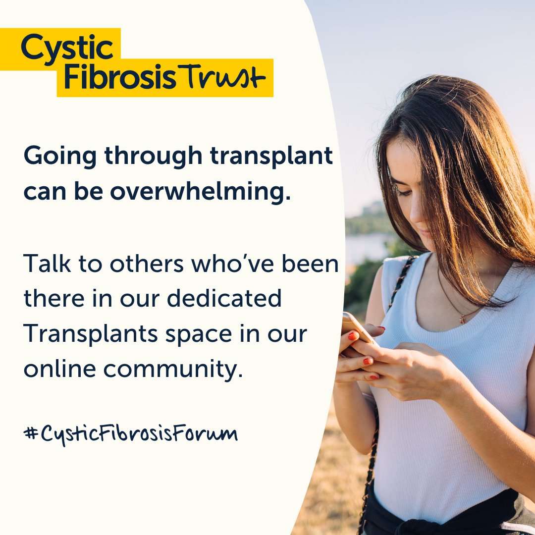 Did you know we have set up a dedicated area for people in or about to go through the transplant journey? Our online community is a safe, welcoming space to ask questions, share experiences and support each other. Join today by visiting our website. ➡️ forum.cysticfibrosis.org.uk