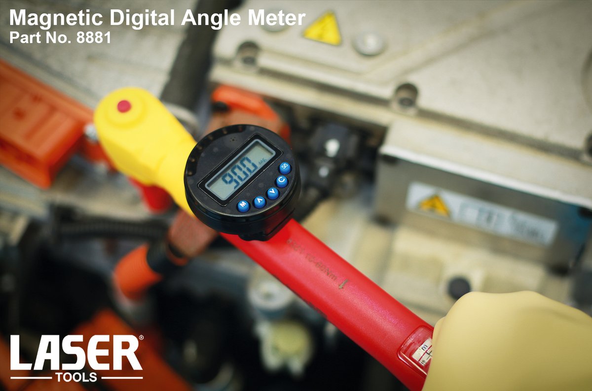 Brand new to the range is this digital magnetic angle gauge, for application of torque angle to a fastener once the applied torque value has been reached. Available to order now from your local Laser Tools stockist. (Part No. 8881). toolc.uk/8881 #LaserTools