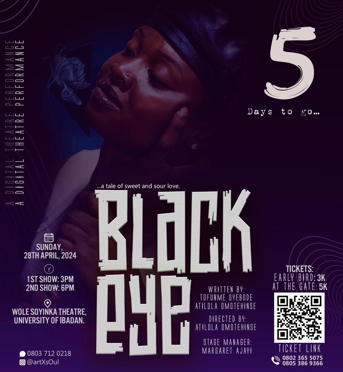 MY SHOW IS IN 5 DAYS!!🎭🔥 Trivia: This show addresses a problem that people overlook and one that is in all our faces (in a fun way😂) 📌It also has VERY SENSITIVE undertones.🫠 You can’t afford to miss this, trust!💯 📌Tickets are still here tix.africa/blackeyetx