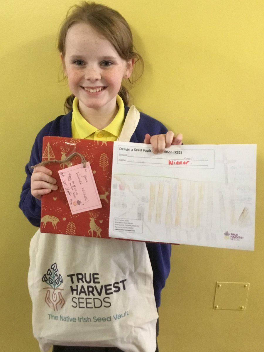Congratulations to Grace in Mrs McGirr's class. Grace won the True Harvest Seeds design a seed bank competition. The judges Grace's drawing because it was an original idea, had creative flair and showed an understanding of what a seed bank is doing. Well done Grace.👏🌱🌱