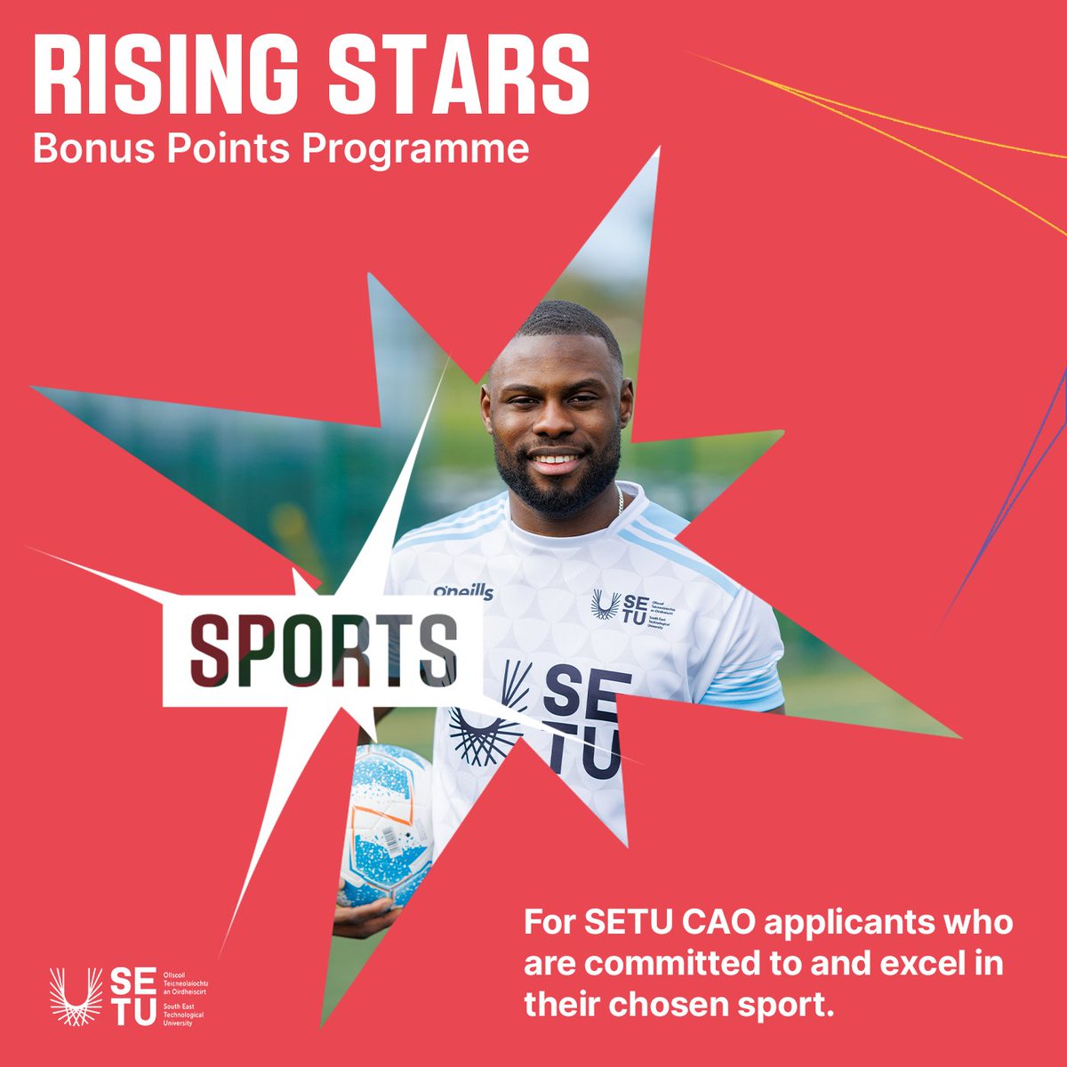 Rising Stars ⭐️ Are you a CAO applicant who has completed, or currently completing your Leaving Certificate or QQI FE course? You can apply for additional CAO points under the Rising Stars scheme under the sports category. Apply👇 setu.ie/study/undergra… Closing date: May 1st