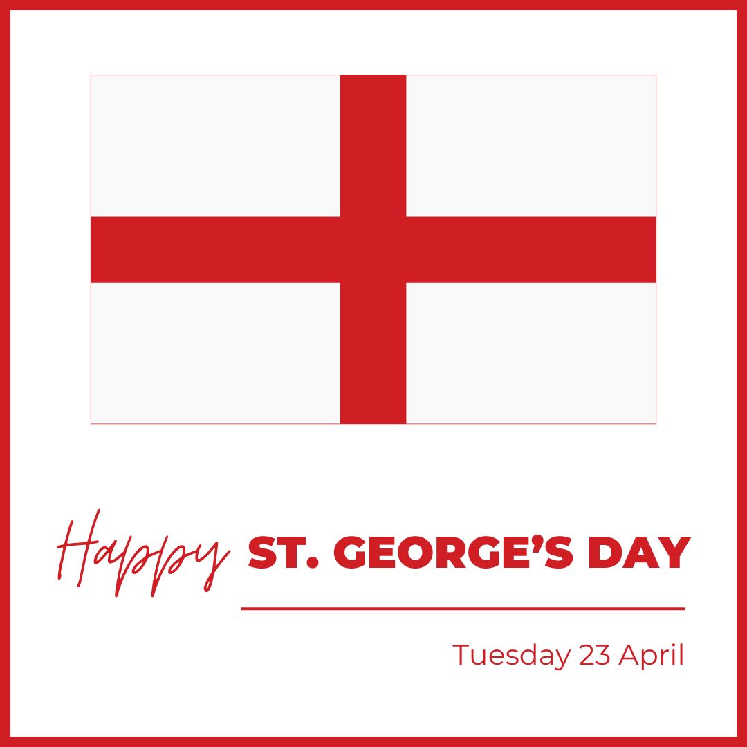 Today is St George's Day, a celebration of the patron saint of England. We wish you a happy St George's Day!