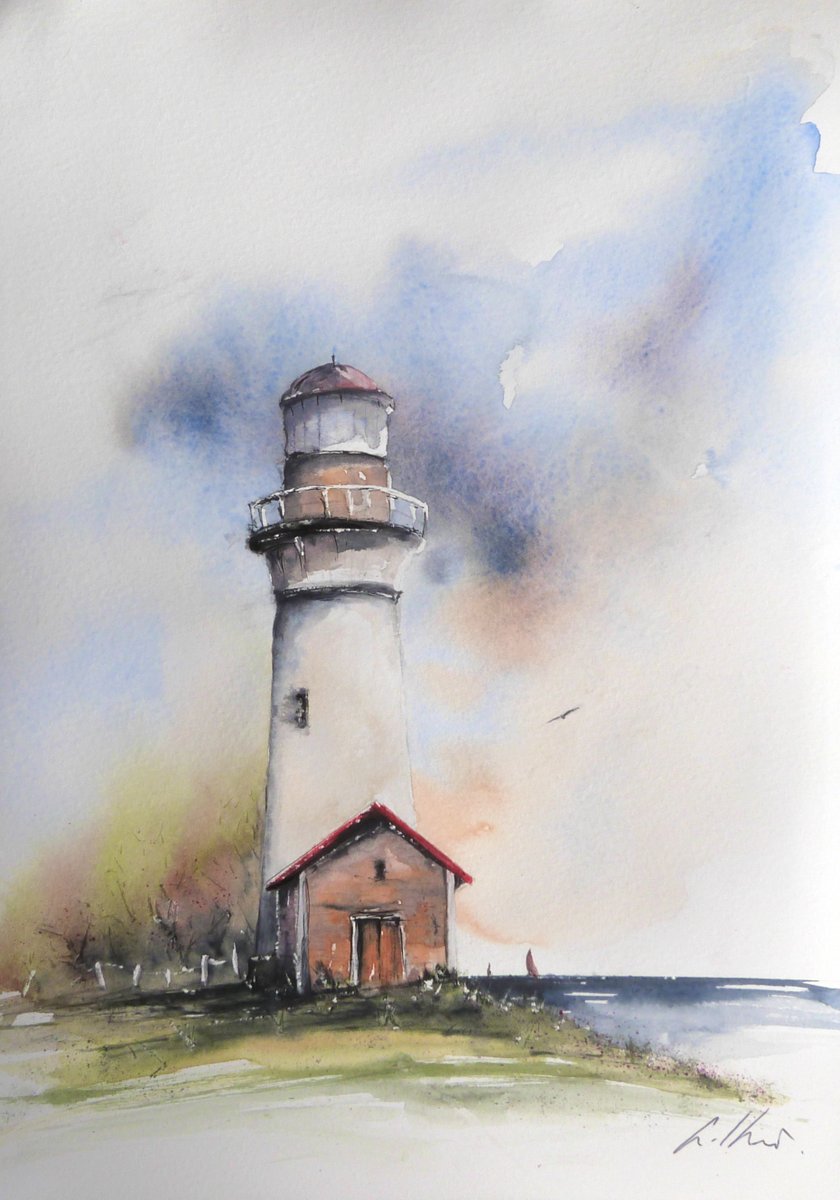 A Lighthouse, watercolour. #watercolour #art