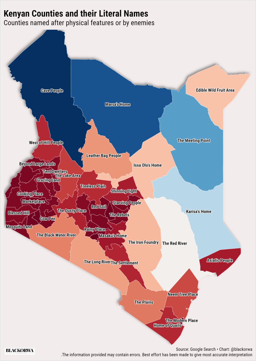 blackorwa's tweet photo. Kenyan counties and their literal names. They rather sound like Game of Thrones kingdoms 🤣. https://t.co/rBsm3mCV50